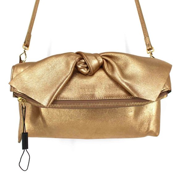 Burberry Handbags - RARE Burberry Prorsum Celebrating LA Gold Leather Shoulder Bag Clutch Zip Bow